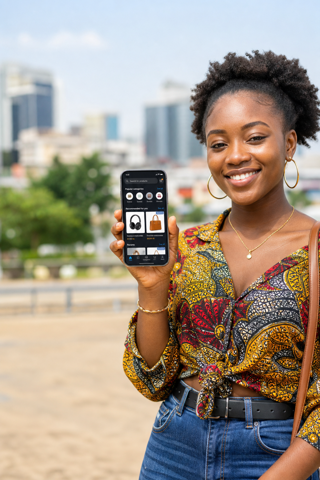 Une utilisatrice Eleyca consulte l'application sur son téléphone